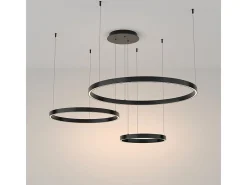 Lampadario A Sospensione Moderno Rim Alluminio Nero Luce Led 115W