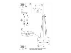 Lampadario Cilindrico Bianco 50cm E27 Lámpara colgante cilíndrica Blanca 50cm E27