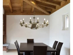 Lampadario Classico Ascot Acciaio Ottone 12 Luci E14