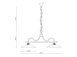 Lampadario Classico Asti Metallo E Ceramica Nero Sfumato Argento 2 Luci E27