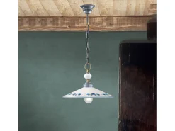 Lampadario Classico Asti Metallo E Ceramica Nero Sfumato Argento 1 Luce E27