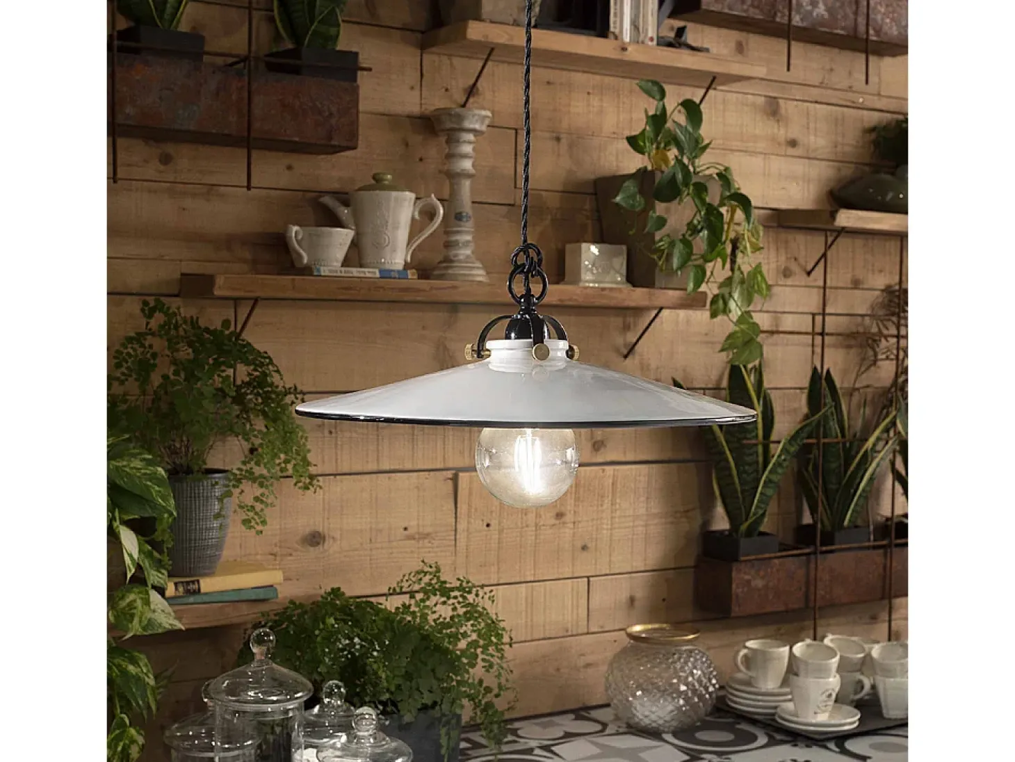 Lampadario Classico Asti Ottone E Ceramica Nero 1 Luce E27