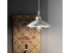 Lampadario Classico Belluno Ceramica E Ottone Decorato Filo Blu 1 Luce E27