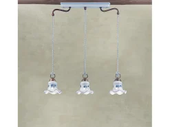 Lampadario Classico Chieti Metallo E Ceramica Nero Sfumato Argento 3 Luci E14