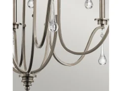 Lampadario Classico Karlee Acciaio Peltro Classico Cristallo 9 Luci E14