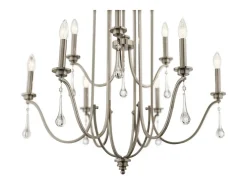 Lampadario Classico Karlee Acciaio Peltro Classico Cristallo 9 Luci E14