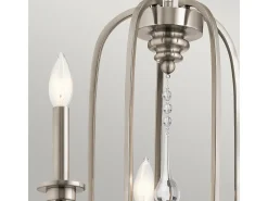 Lampadario Classico Karlee Acciaio Peltro Classico Cristallo 5 Luci E14