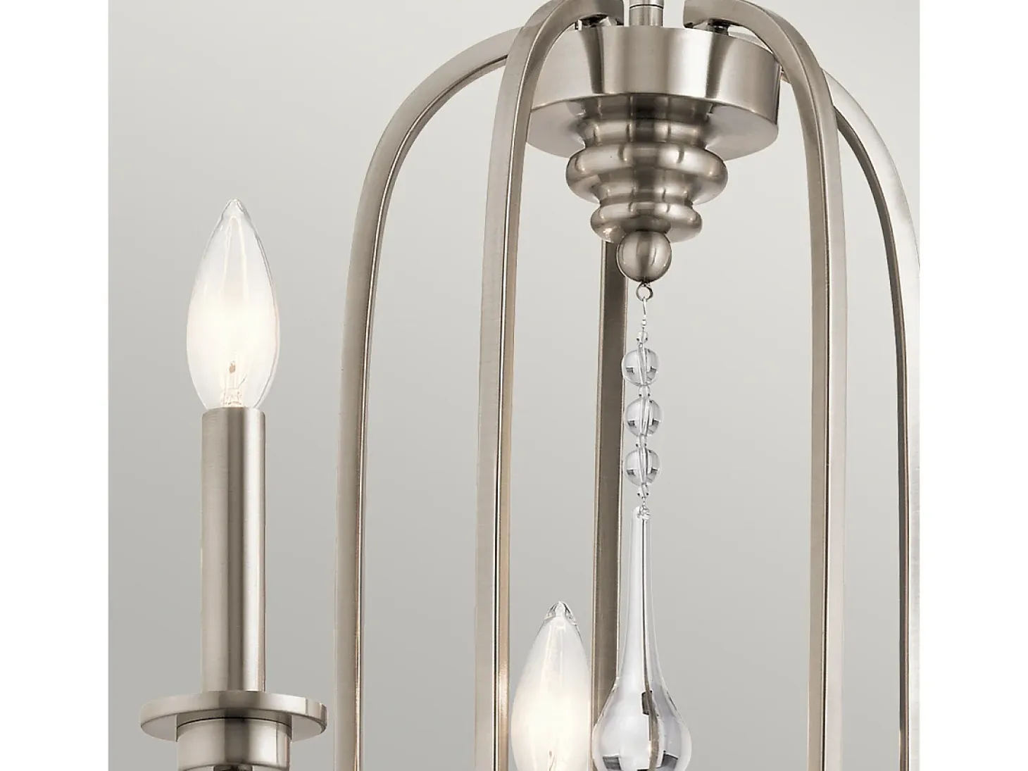Lampadario Classico Karlee Acciaio Peltro Classico Cristallo 5 Luci E14