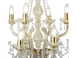 Lampadario Classico Marie Therese Acciaio Oro Vetro Trasparente 12 Luci E14