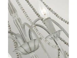 Lampadario Classico Maryville Acciaio Grigio Slavato Legno 6 Luci E14