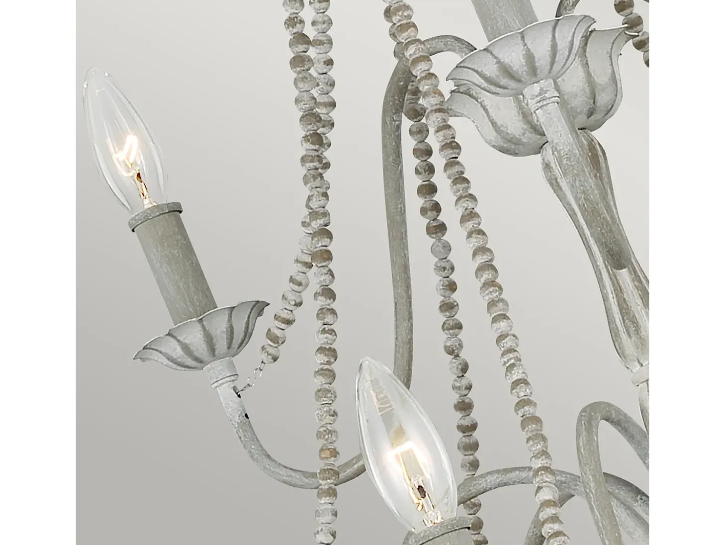 Lampadario Classico Maryville Acciaio Grigio Slavato Legno 9 Luci E14