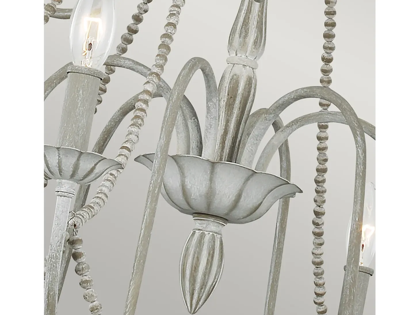 Lampadario Classico Maryville Acciaio Grigio Slavato Legno 9 Luci E14