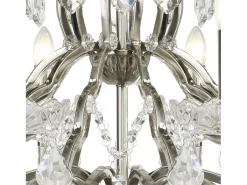 Lampadario Classico Parigi Acciaio Argento Vetro Trasparente 12 Luci E14