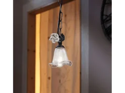 Lampadario Classico Siena Metallo E Ceramica Nero Sfumato Argento 1 Luce E14