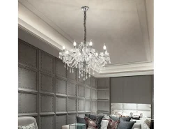 Lampadario Classico Venezia Vetro Trasparente 8 Luci E14