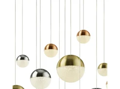 Lampadario Contemp Pianeti Acciaio Cromo Policarbonato Ottone Led 109W 4000K