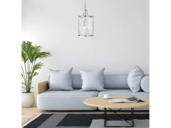Lampadario Contemporaneo Victoria Acciaio Cromo Vetro 2 Luci E14