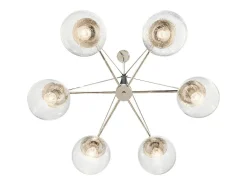 Lampadario Contemporaneo Marilyn Acciaio Nichel Lucido Vetro 6 Luci E27