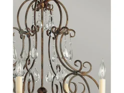 Lampadario Contemporaneo Chateau Acciaio Bronzo Moka Cristallo 6 Luci E14