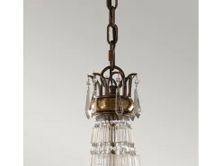 Lampadario Contemporaneo Bellini Acciaio Bronzo Ossidato Cristallo 6 Luci E14
