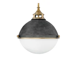 Lampadario Contemporaneo Fletcher Acciaio Zinco Antico Ottone 3 Luci E27