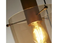 Lampadario Contemporaneo Svezia Acciaio Marrone Vetro 3 Luci E27