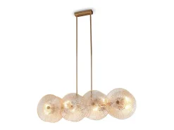 Lampadario Contemporaneo Aster Lineare Metallo Oro 8 Luci Con Diffusore In Vetro