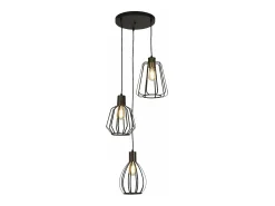 Lampadario Contemporaneo Senatore Acciaio Nero Ottone 3 Luci E27