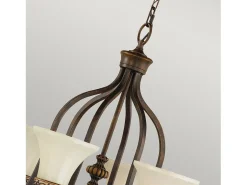 Lampadario Contemporaneo Drawing Room Acciaio Noce Vetro 6 Luci E27
