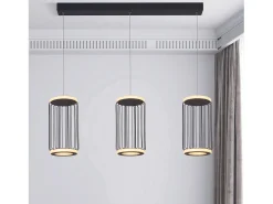 Lampadario Contemporaneo Circolo Alluminio Bianco Silicone Nero Led 35W 3000K