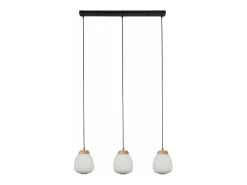 Lampadario Contemporaneo Ella Acciaio Bianco Vetro Nero 3 Luci E14