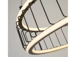 Lampadario Contemporaneo Circolo Acciaio Nero Alluminio Bianco Led 46,4W 3000K