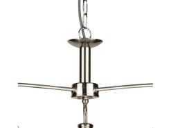 Lampadario Contemporaneo Bistrot Ii Acciaio Argento Vetro 3 Luci E27