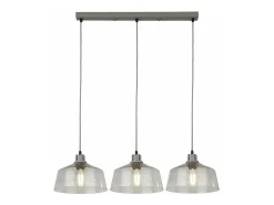 Lampadario Contemporaneo Odéon Acciaio Grigio Trasparente 3 Luci E27