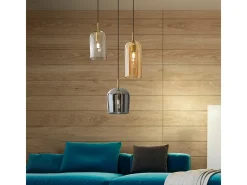 Lampadario Contemporaneo Coro Metallo Ottone Brunito Vetro Multicolor 3 Luci E14