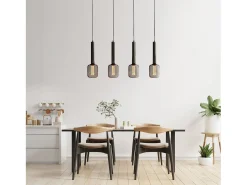 Lampadario Contemporaneo Dulwich Acciaio Nero 4 Luci E27