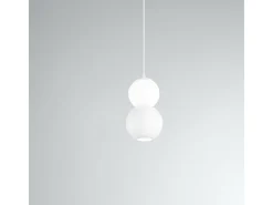 Lampadario Contemporaneo Binario Metallo Bianco Vetro Led 10+10W 3000K