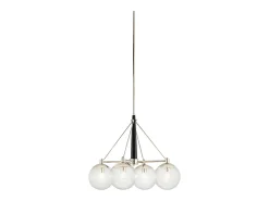 Lampadario Contemporaneo Marilyn Acciaio Nichel Lucido Vetro 4 Luci E27
