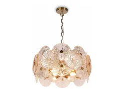 Lampadario Contemporaneo Aster Metallo Oro 8 Luci Con Diffusore In Vetro