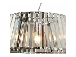Lampadario Contemporaneo Tiara Acciaio Cromo Vetro Trasparente 5 Luci E14