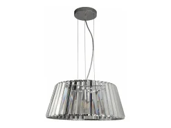 Lampadario Contemporaneo Tiara Acciaio Cromo Vetro Trasparente 5 Luci E14