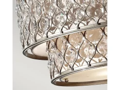 Lampadario Contemporaneo Lucia Acciaio Argento Brunito Cristallo 6 Luci E27