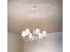 Lampadario Contemporaneo Ducale Metallo Bianco 6 Luci E14