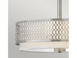 Lampadario Contemporaneo Jules Acciaio Nichel Spazzolato Tessuto 3 Luci E27