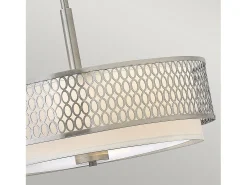 Lampadario Contemporaneo Jules Acciaio Nichel Spazzolato Tessuto 3 Luci E27