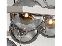 Lampadario Contemporaneo Harper Acciaio Nichel Lucido Vetro 7 Luci E14