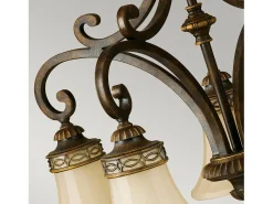 Lampadario Contemporaneo Drawing Room Acciaio Noce Vetro 5 Luci E27