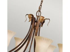 Lampadario Contemporaneo Sonoma Valley Acciaio Marrone Antico Vetro 6 Luci E27
