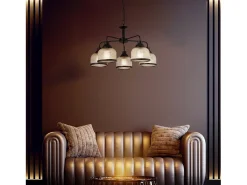 Lampadario Contemporaneo Highworth Acciaio Nero Vetro Trasparente 5 Luci E27