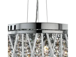 Lampadario Contemporaneo Elisa Acciaio Cromo Vetro 3 Luci G9